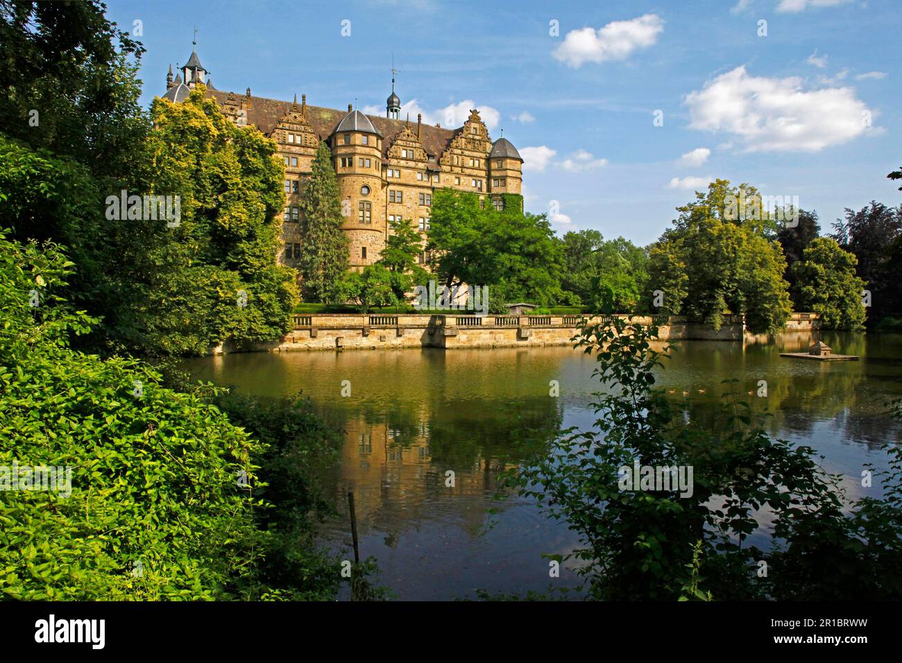 Neuenstein Castello, restaurato 1906-1925, Neuenstein, Hohenlohekreis, Baden-Wuerttemberg, Germania Foto Stock