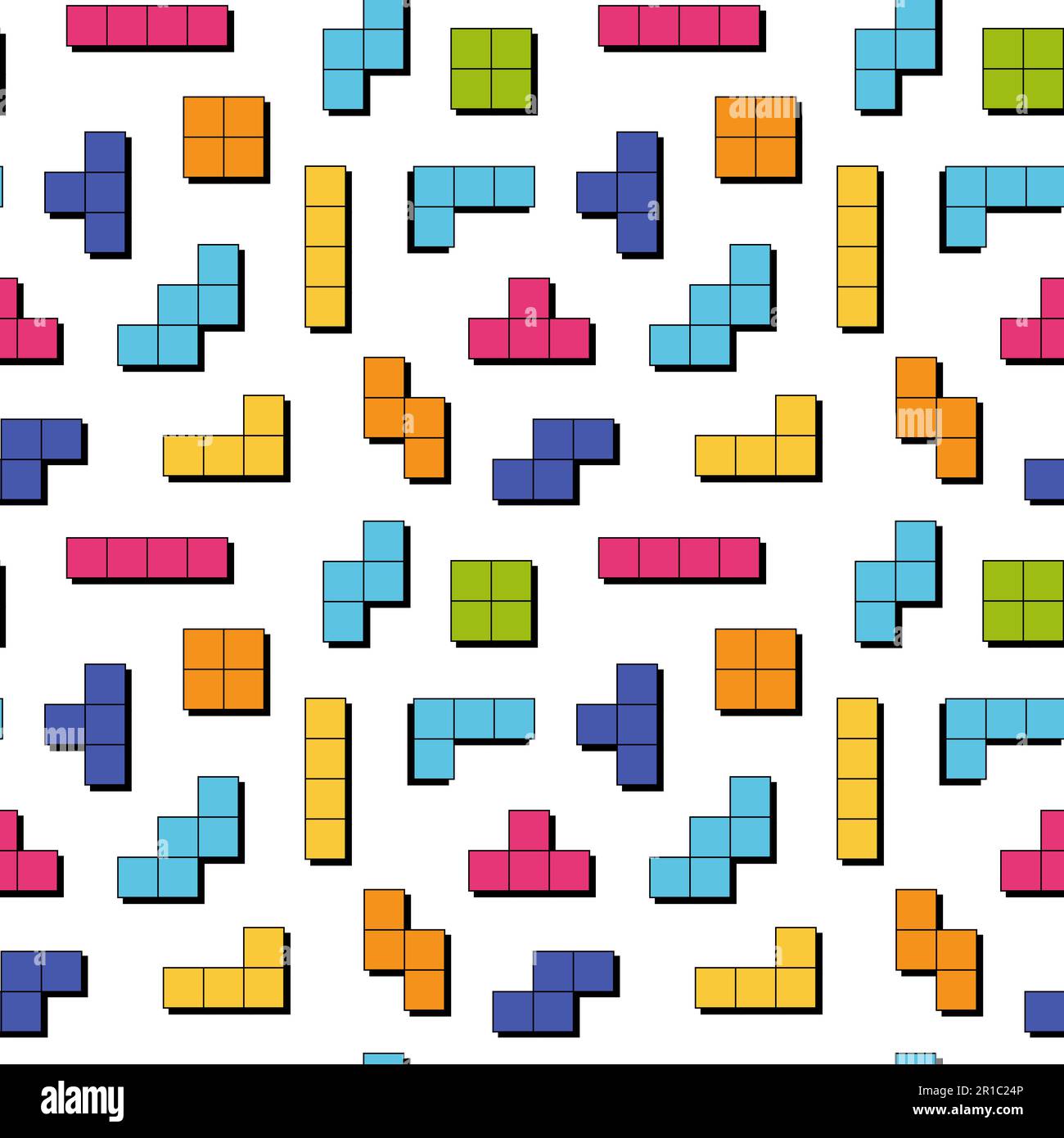 Astratto stile tetris sfondo senza cuciture Illustrazione Vettoriale