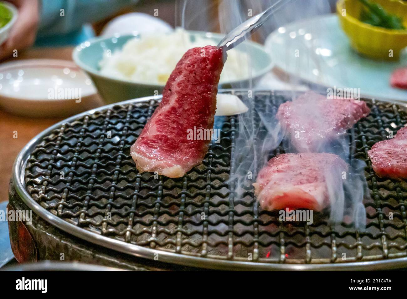 Yakiniku (delizioso manzo di Wagyu alla griglia) Foto Stock