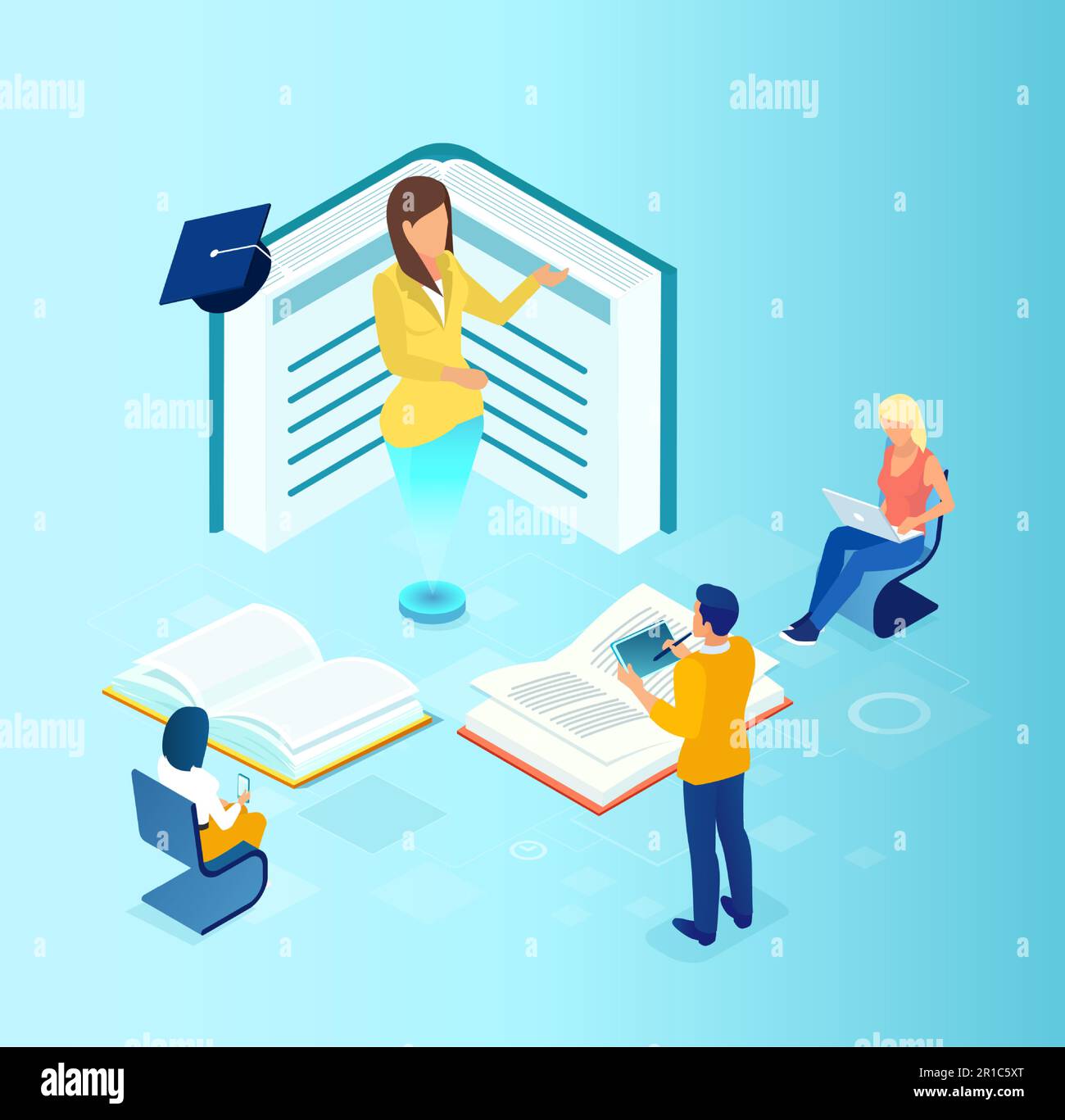 Formazione online e concetto di apprendimento a distanza Illustrazione Vettoriale