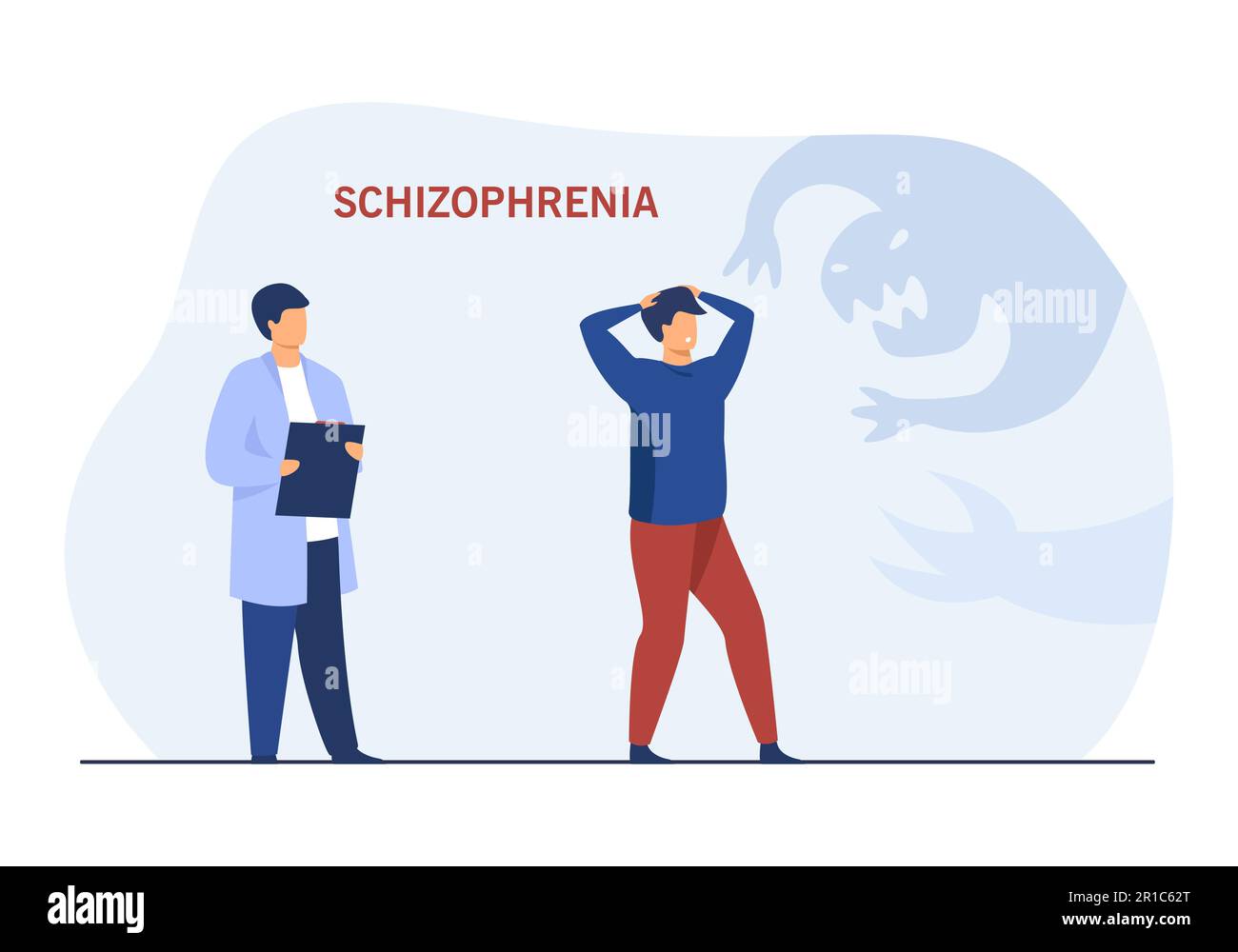 Paziente con schizofrenia nella sessione di terapia Illustrazione Vettoriale