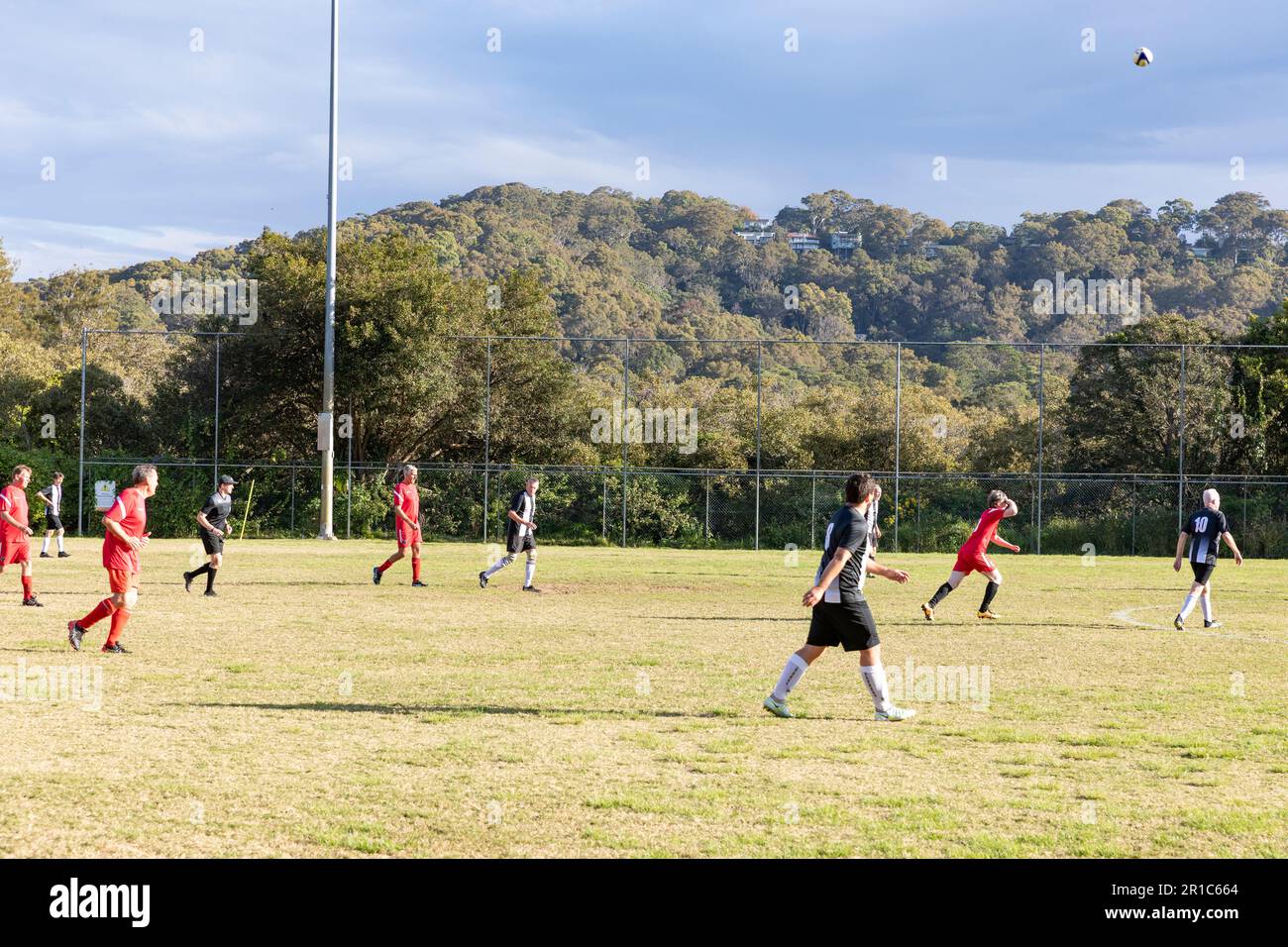 Il calcio di GrassRoots a Sydney Australia oltre 45 anni di calcio di Mens in Australia Foto Stock