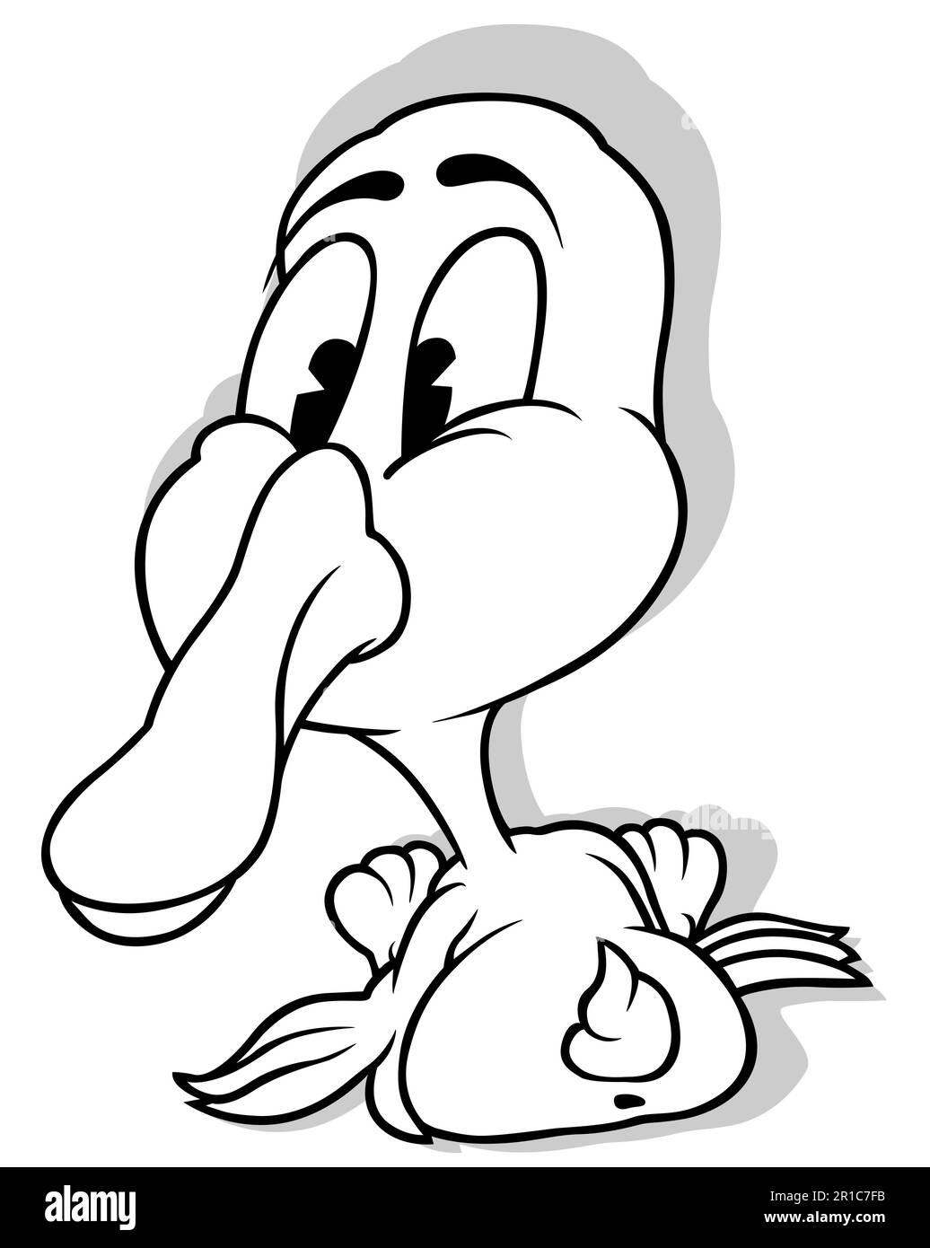 Disegno di un ridacchiante con la sua testa girata indietro Illustrazione Vettoriale