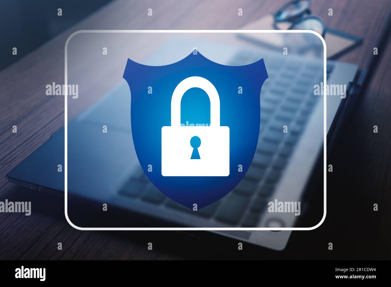Concetto di protezione Internet. Tecnologia aziendale per la protezione dei dati di sicurezza informatica. Foto Stock