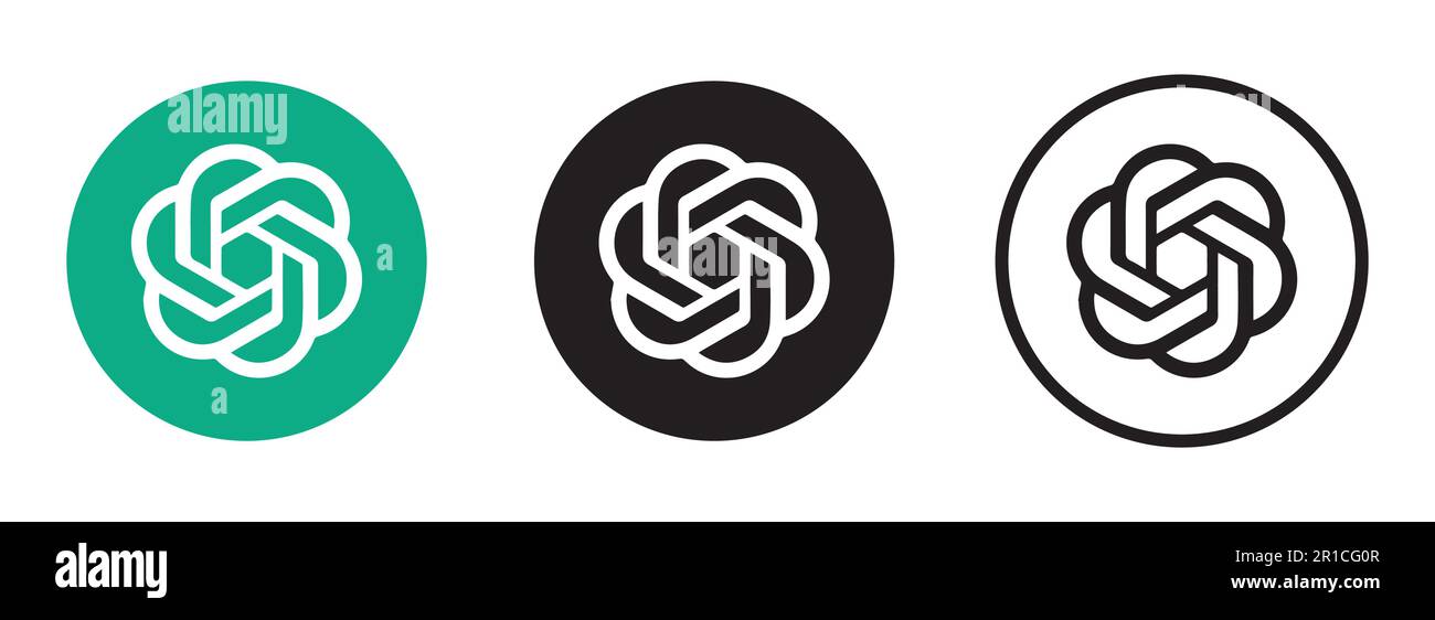 Impostare il logo nero ChatGPT su sfondo bianco. Illustrazione vettoriale Illustrazione Vettoriale