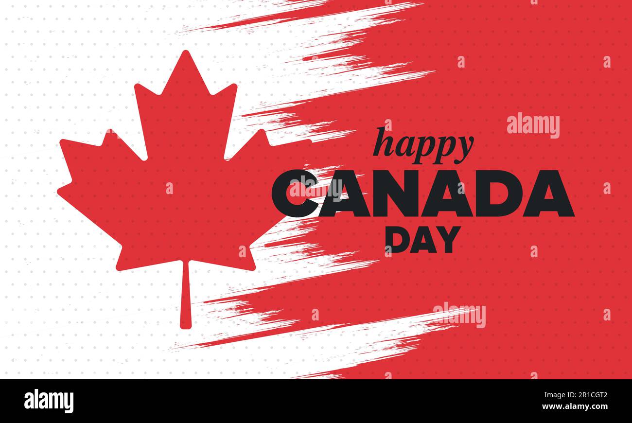 Buon Canada Day. Festa nazionale, celebrata nel luglio 1. Bandiera canadese. Foglia di acero. Manifesto di indipendenza e libertà. Illustrazione vettoriale Illustrazione Vettoriale