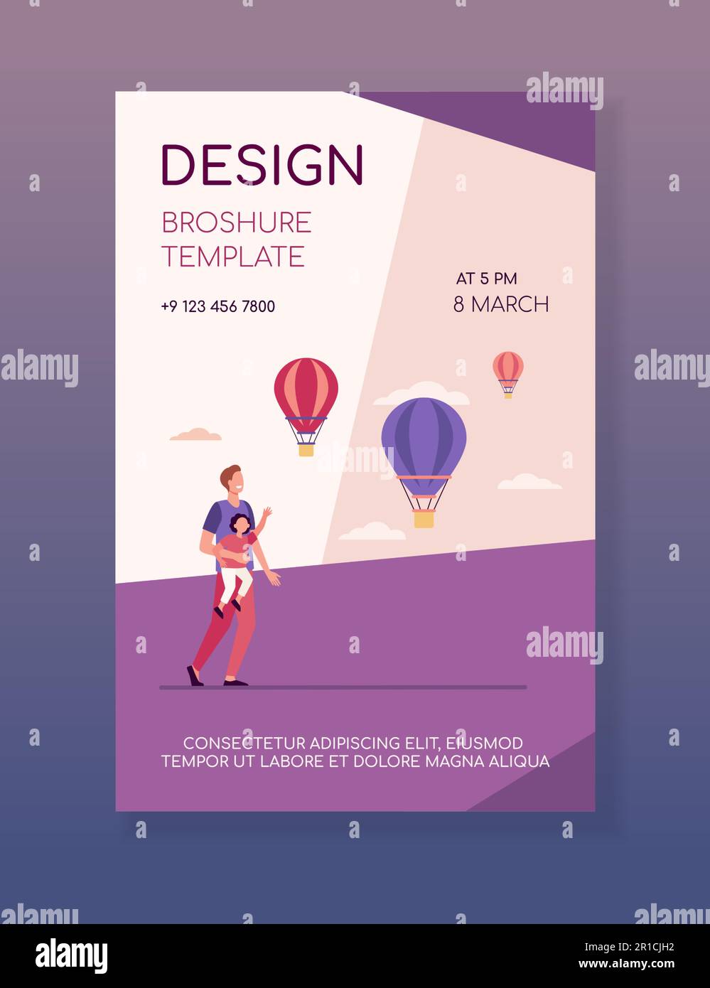 Buon padre e figlio che guardano le mongolfiere Illustrazione Vettoriale