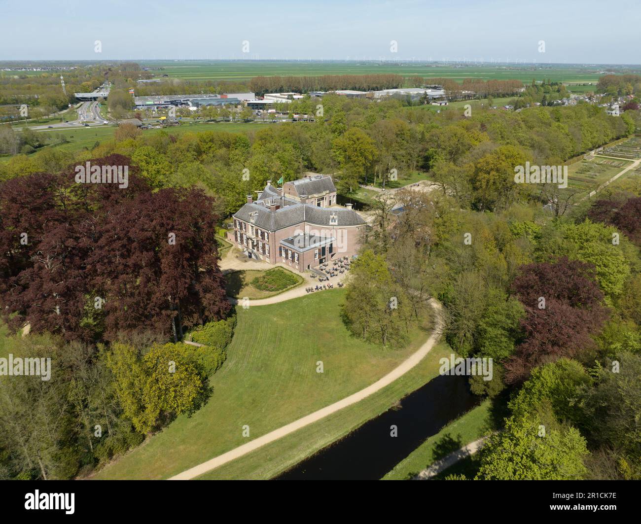 Foto aerea del drone di Castello Groeneveld una casa di campagna del 18th ° secolo nei Paesi Bassi. Foto Stock