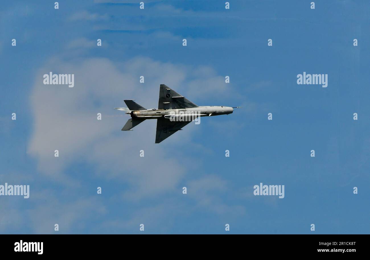 Zeltweg, Austria - 03 settembre 2022: Mostra aerea pubblica in Stiria chiamata Airpower 22, aereo da combattimento Sukhoi su-22 Foto Stock