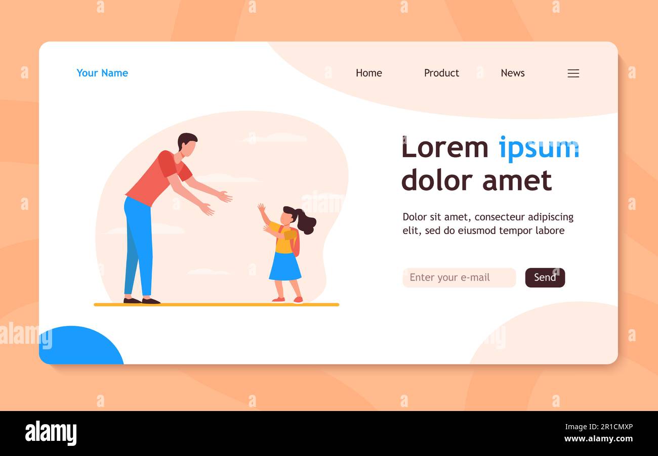 Papà incontra la figlia fuori Illustrazione Vettoriale