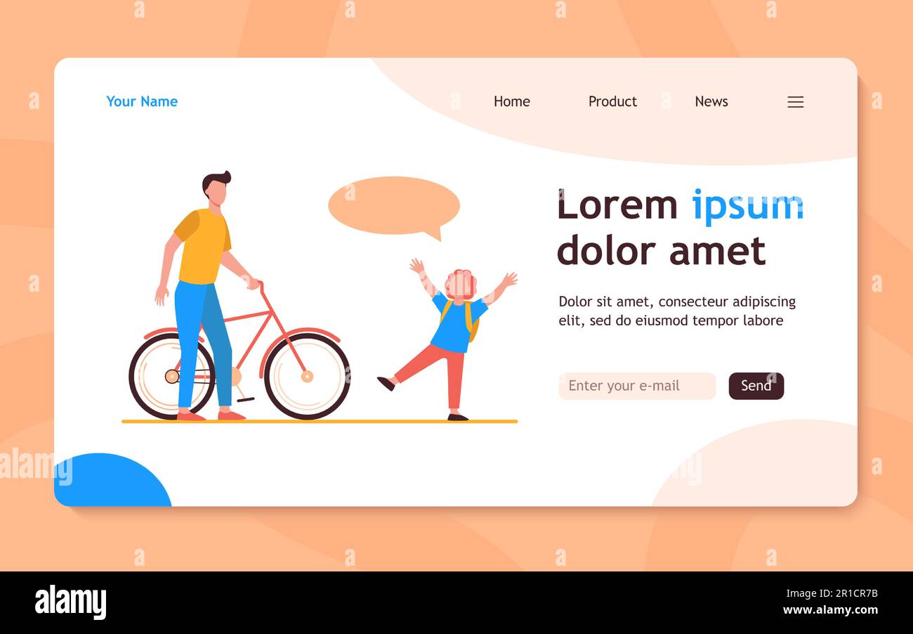 Papà che dà la bicicletta al figlio gioioso Illustrazione Vettoriale