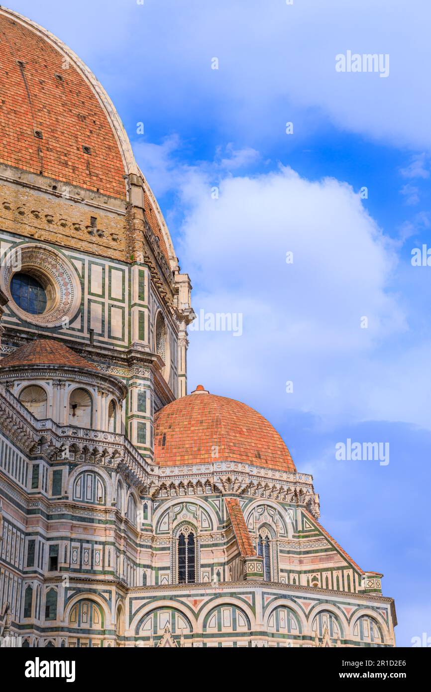 Cattedrale di Santa Maria del Fiore a Firenze: Dettaglio della cupola del Brunelleschi. Foto Stock