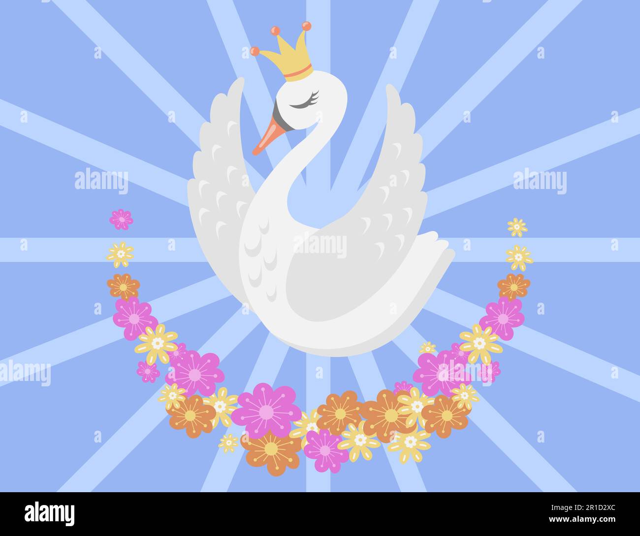 Bella figura vettoriale di cartone animato di principessa di cigno bianco Illustrazione Vettoriale