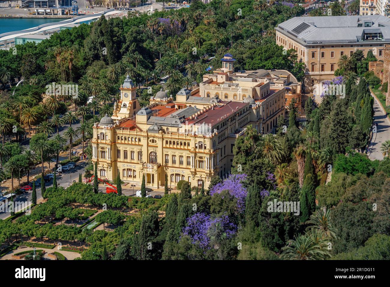 Vista aerea del Municipio di Malaga - Malaga, Andalusia, Spagna Foto Stock