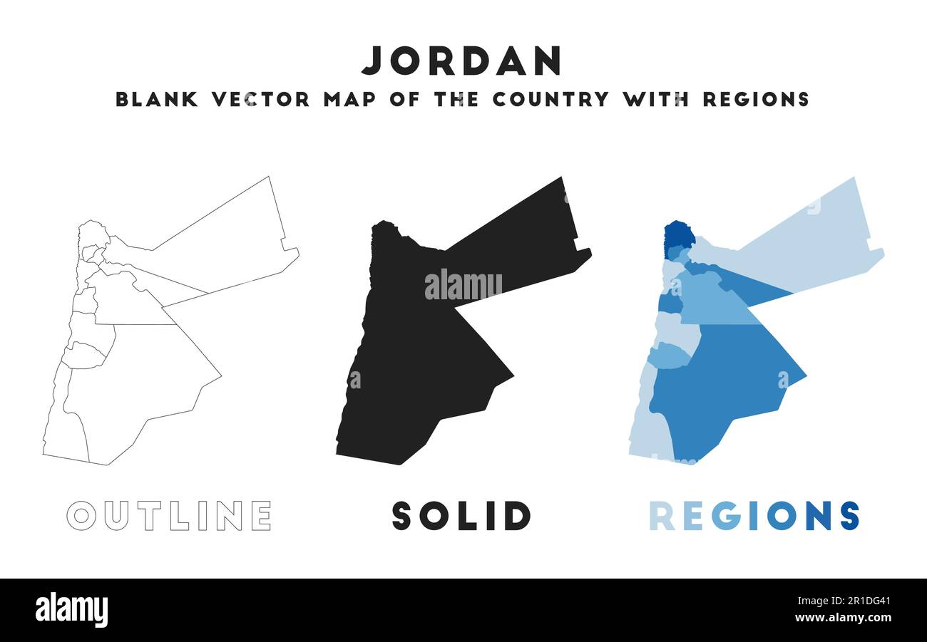 Mappa della Giordania. Borders of Jordan per la tua infografica. Forma del paese vettoriale. Illustrazione vettoriale. Illustrazione Vettoriale