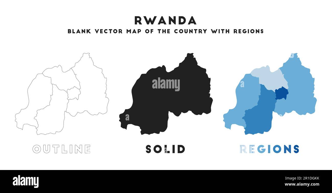 Mappa del Ruanda. Confini del Ruanda per la vostra infografica. Forma del paese vettoriale. Illustrazione vettoriale. Illustrazione Vettoriale