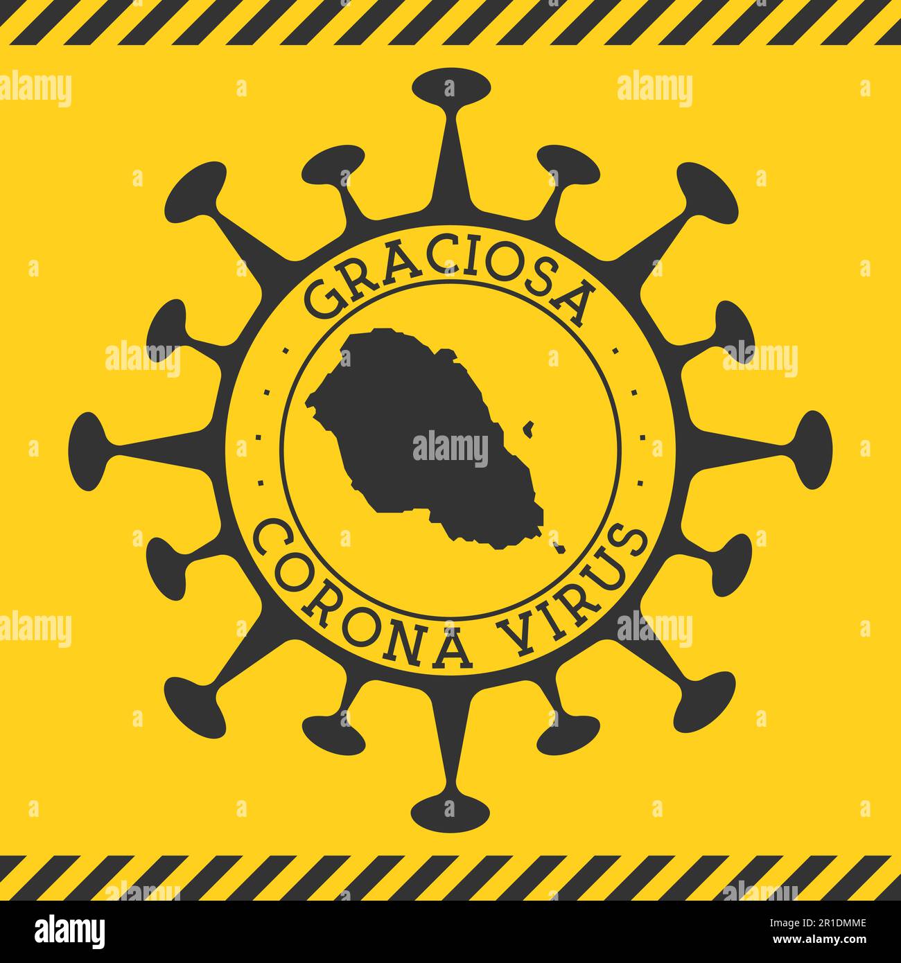 Corona virus nel segno Graciosa. Distintivo rotondo con forma di virus e mappa Graciosa. Timbro di blocco per l'epidemia dell'isola gialla. Illustrazione vettoriale. Illustrazione Vettoriale Corona virus nel segno Graciosa. Distintivo rotondo con forma di virus e mappa Graciosa. Timbro di blocco per l'epidemia dell'isola gialla. Illustrazione vettoriale. Illustrazione Vettoriale