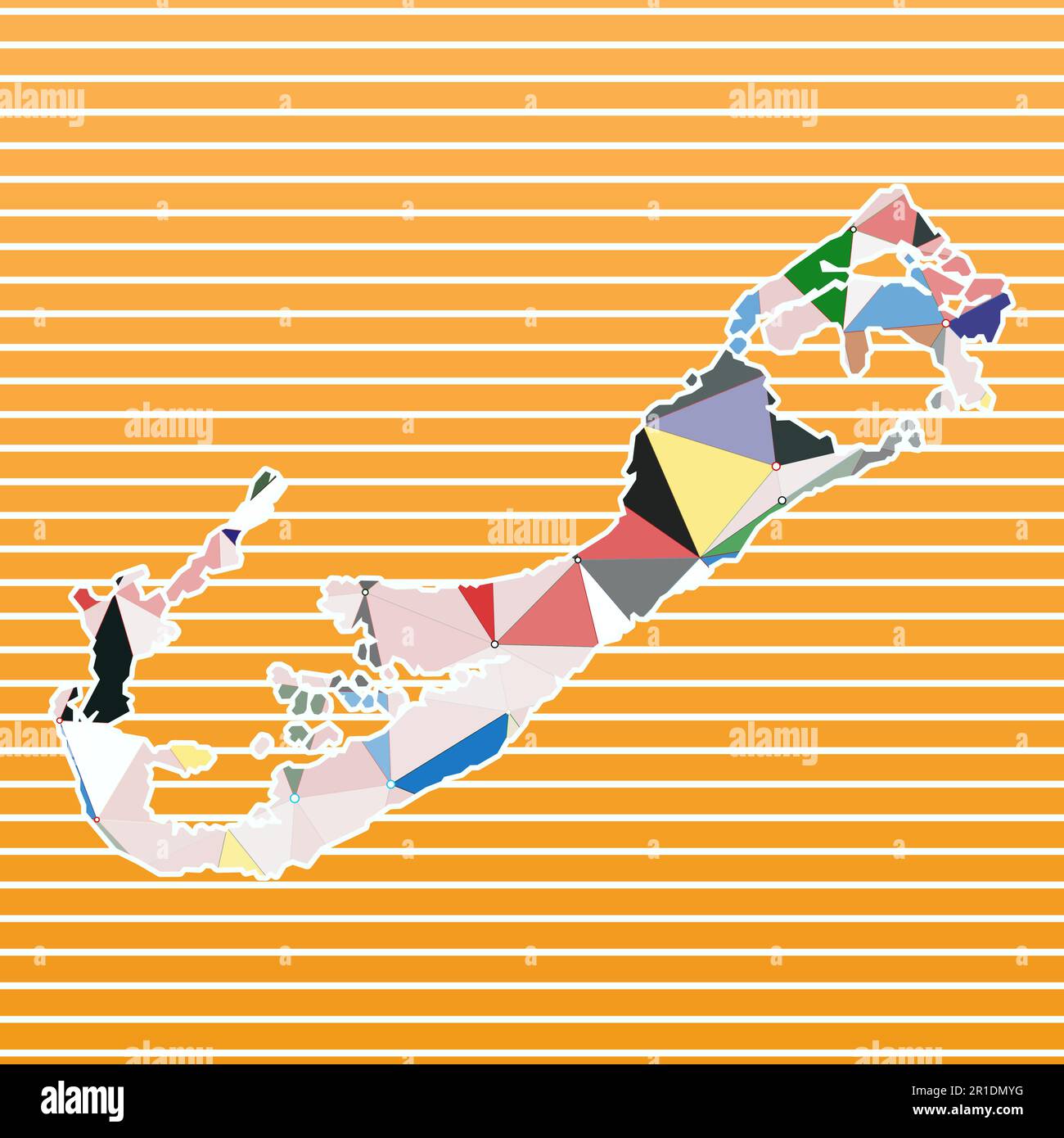 Illustrazione del vettore delle Bermuda. Design Bermuda su sfondo a strisce sfumate. Tecnologia, internet, rete, concetto di telecomunicazione. Vettore radiante i Illustrazione Vettoriale