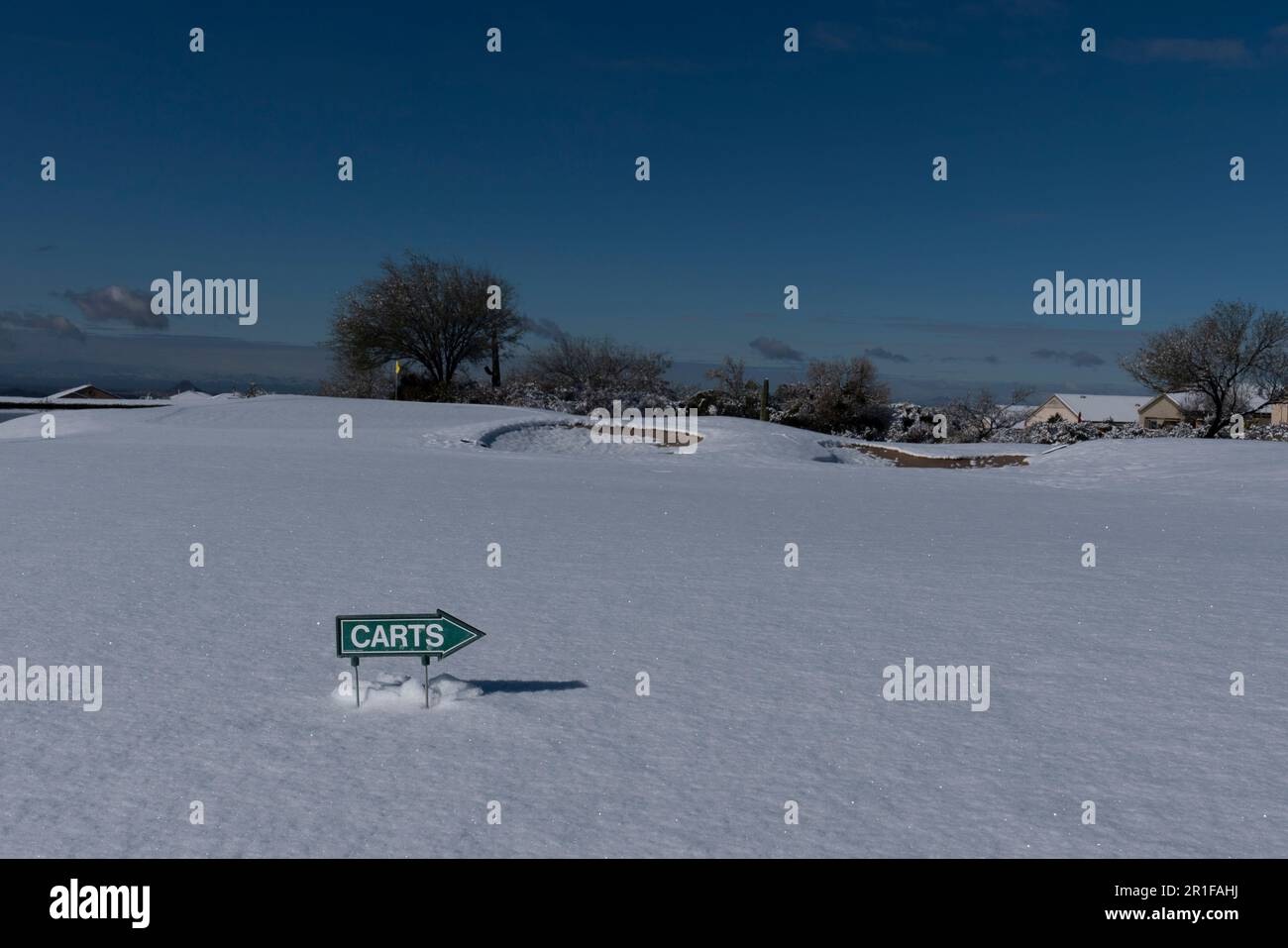 Campo da golf della zona di Tucson coperto di neve Foto Stock