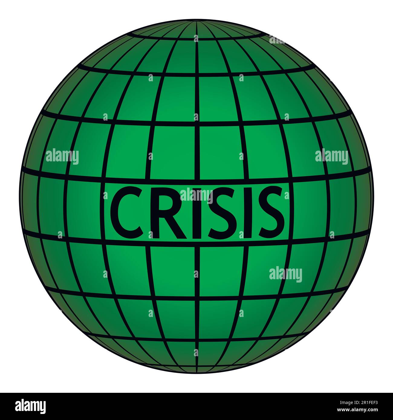 crisi sulla terra globo con griglia, segno vettore simbolo crisi sulla terra Illustrazione Vettoriale
