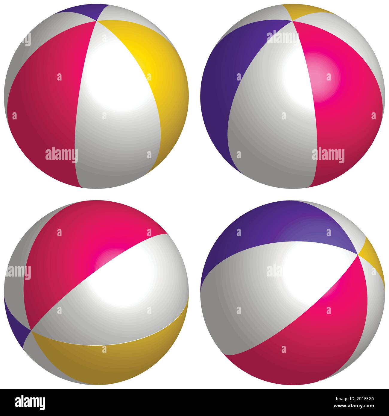 Set 3D Beach ball isometrico Illustrazione Vettoriale