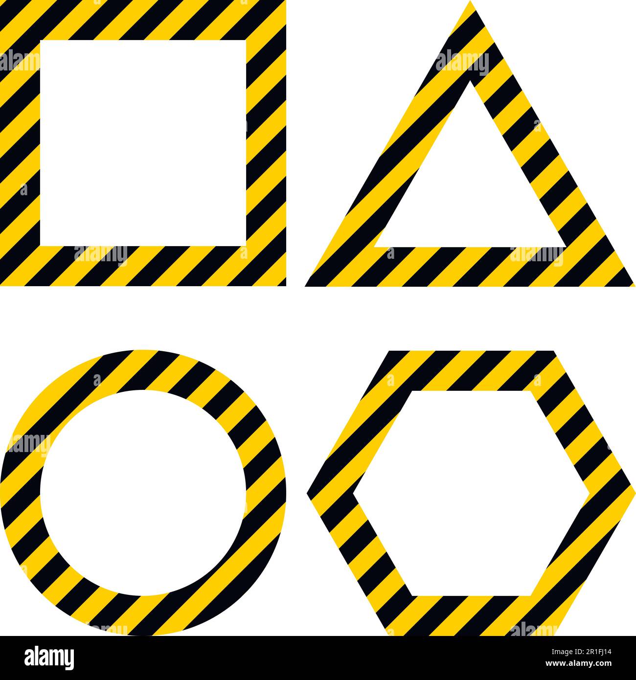 layout di forme geometriche con strisce di avvertimento gialle e nere Illustrazione Vettoriale