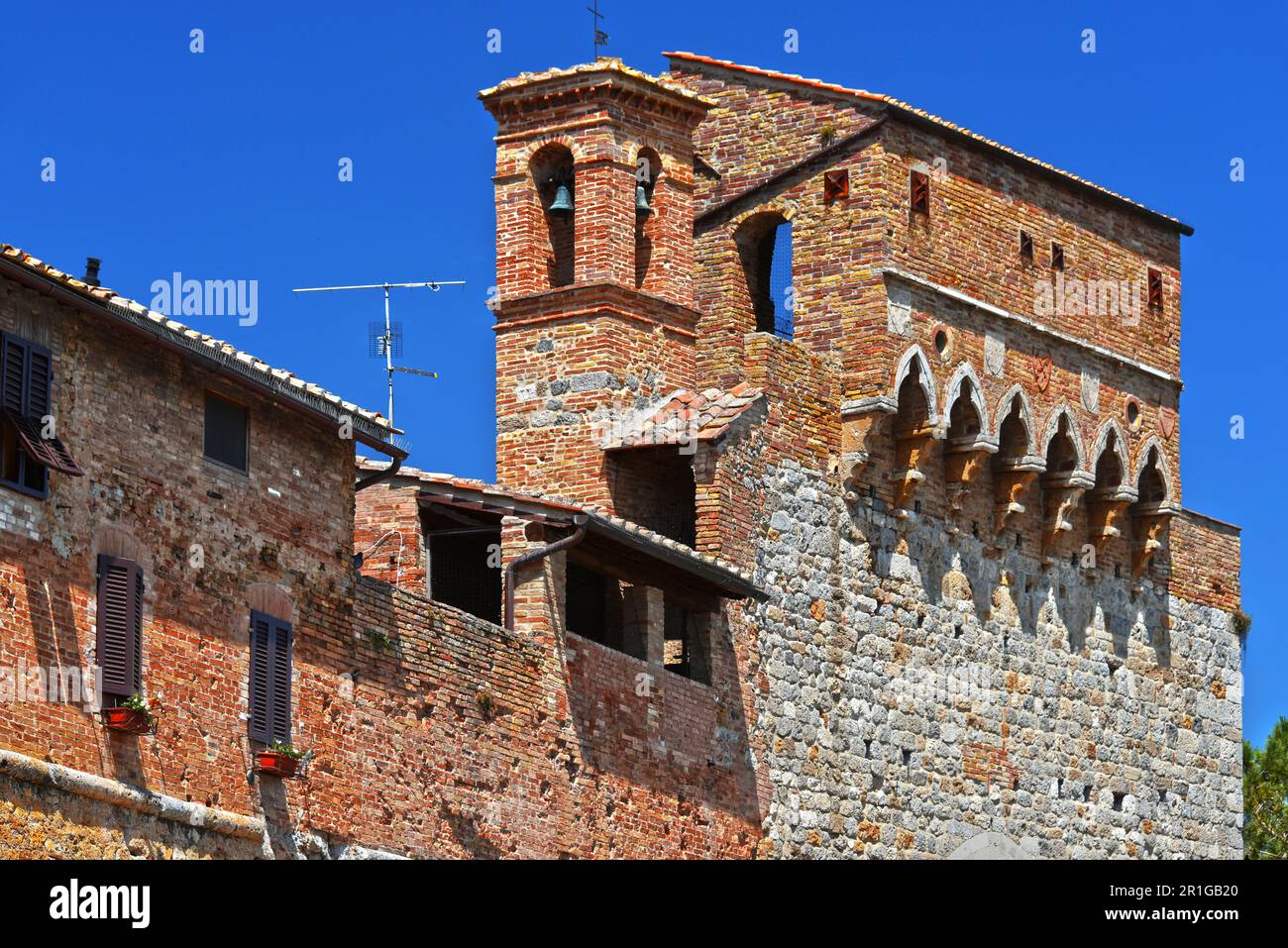 Architettura di San Gimignano in Toscana, Italia. Patrimonio mondiale dell UNESCO Foto Stock