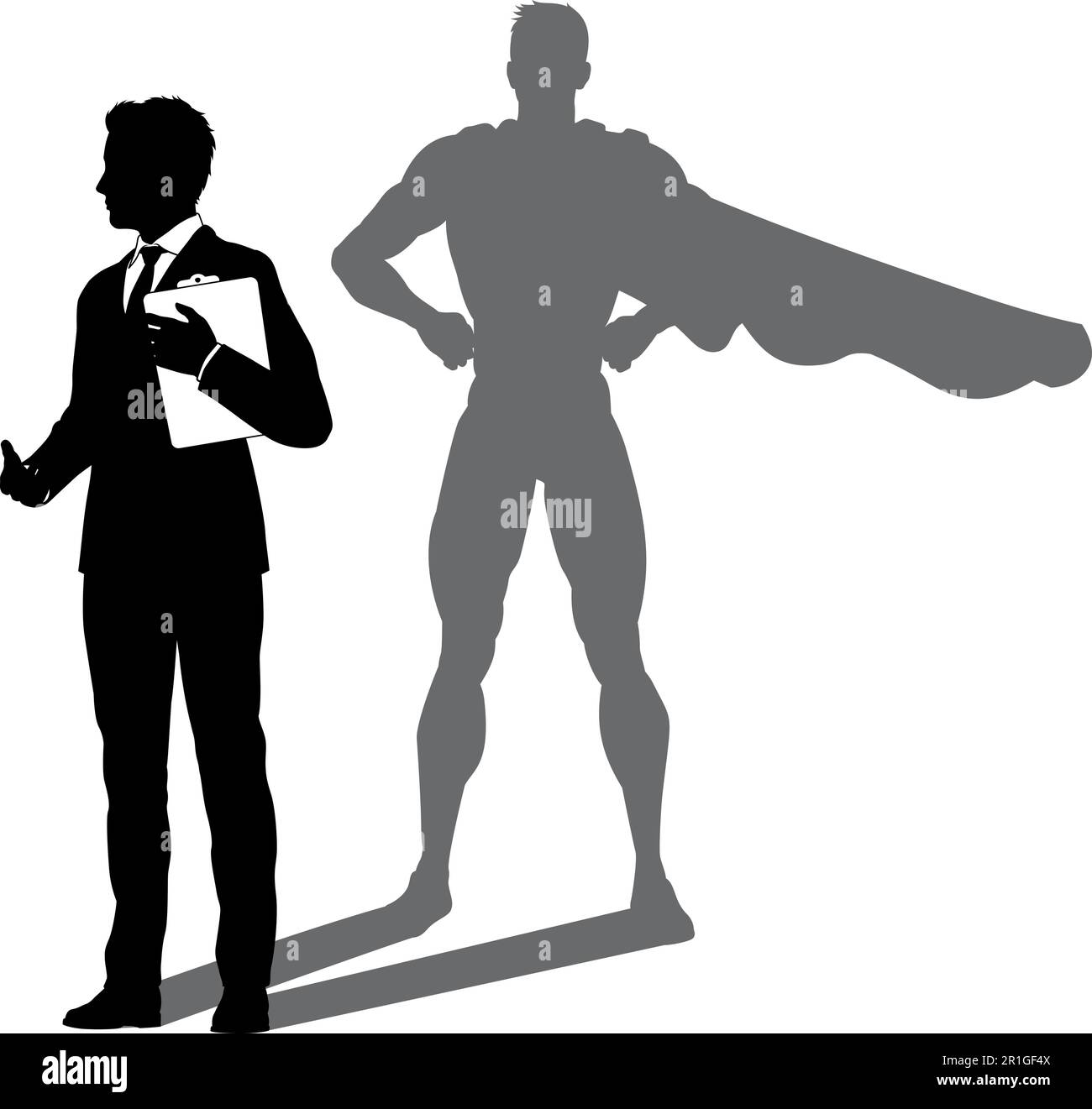 Supereroe uomo d'affari con Super Hero Shadow Illustrazione Vettoriale