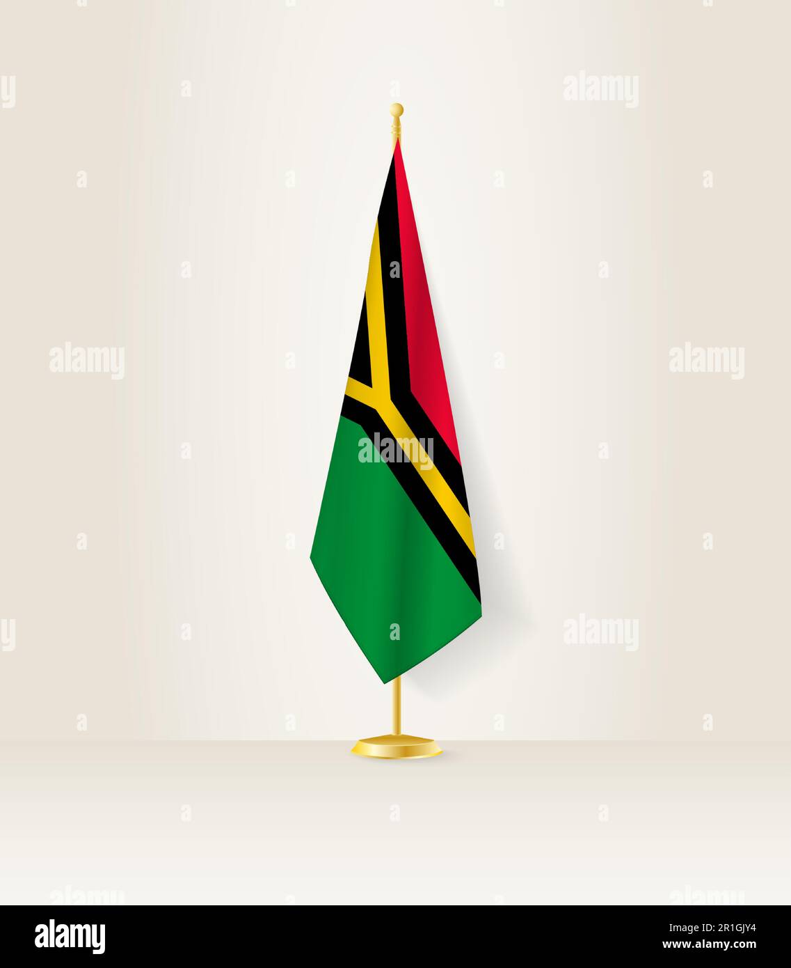 Bandiera di Vanuatu su un piedistallo. Illustrazione vettoriale. Illustrazione Vettoriale