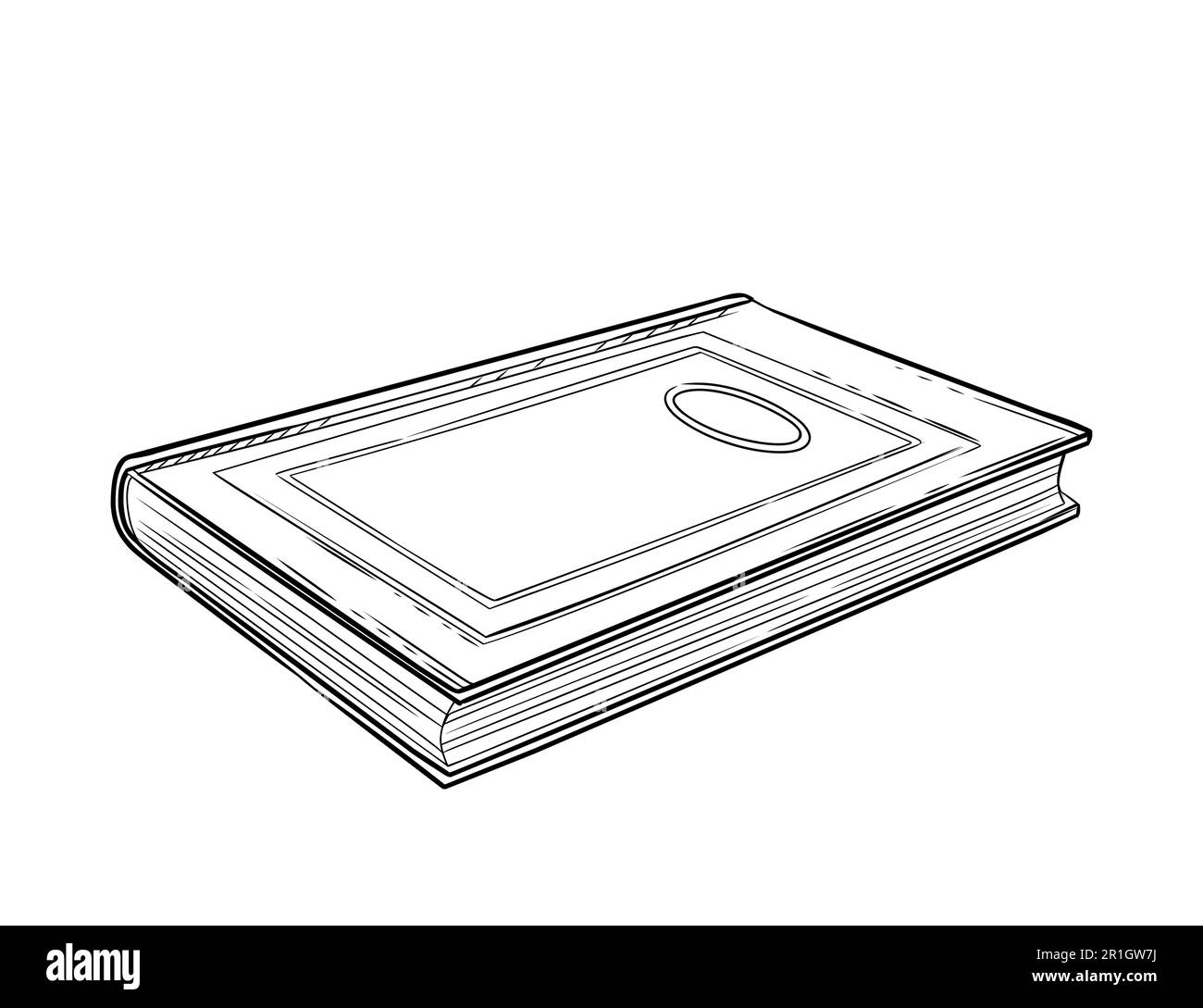 Libro singolo in stile contorno con illustrazione vettoriale in copertina rigida isolata su sfondo bianco Illustrazione Vettoriale