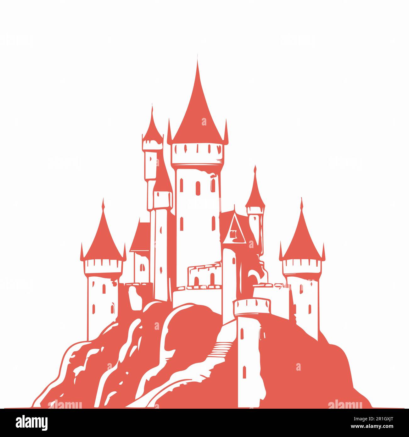 Una complessa pagina da colorare del castello delle fiabe per adulti. Illustrazione Vettoriale