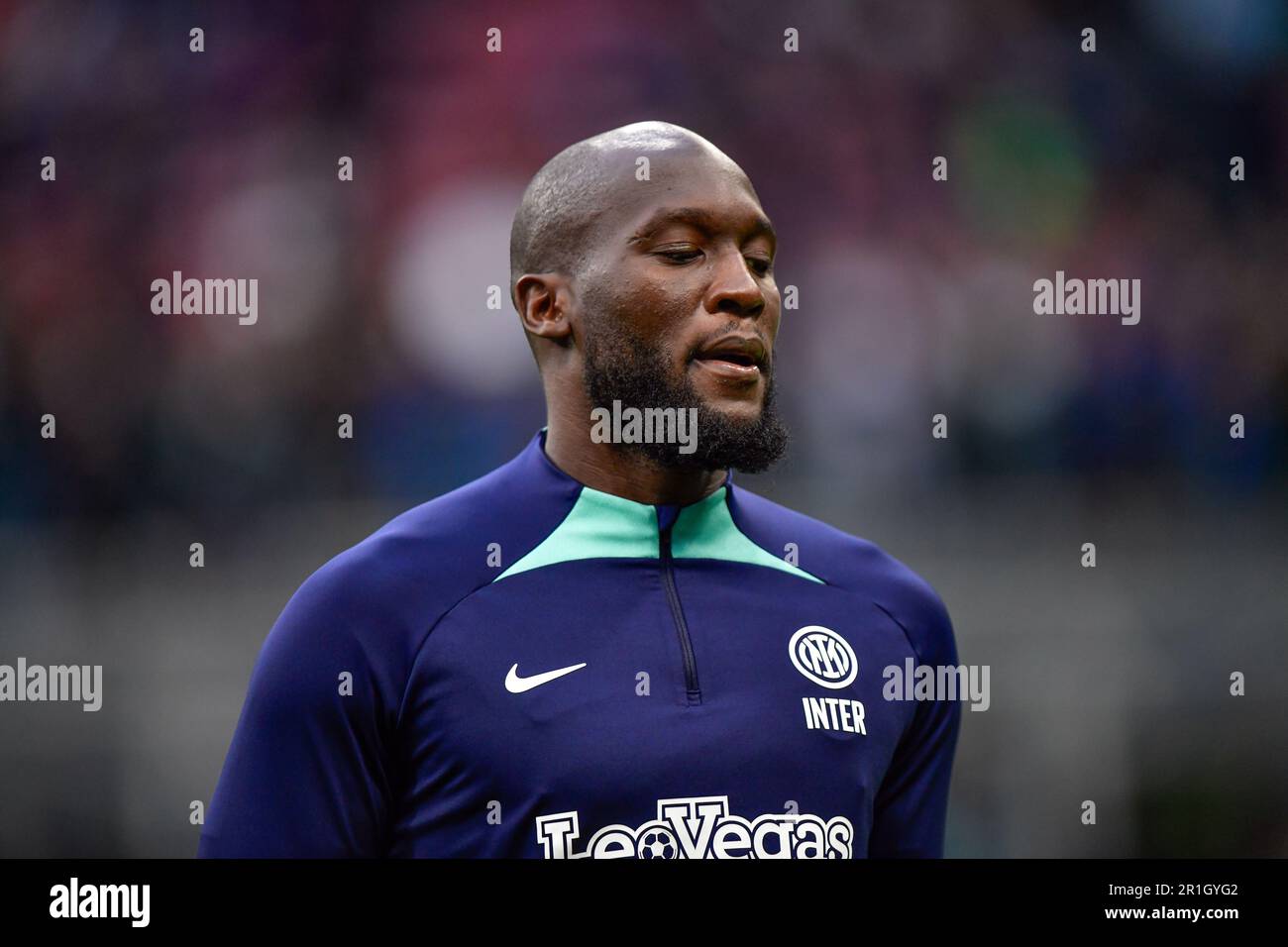 Milano, Italia. 13th maggio, 2023. Romelu Lukaku di Inter visto prima della Serie Un match tra Inter e Sassuolo a Giuseppe Meazza a Milano. (Photo Credit: Gonzales Photo/Alamy Live News Foto Stock