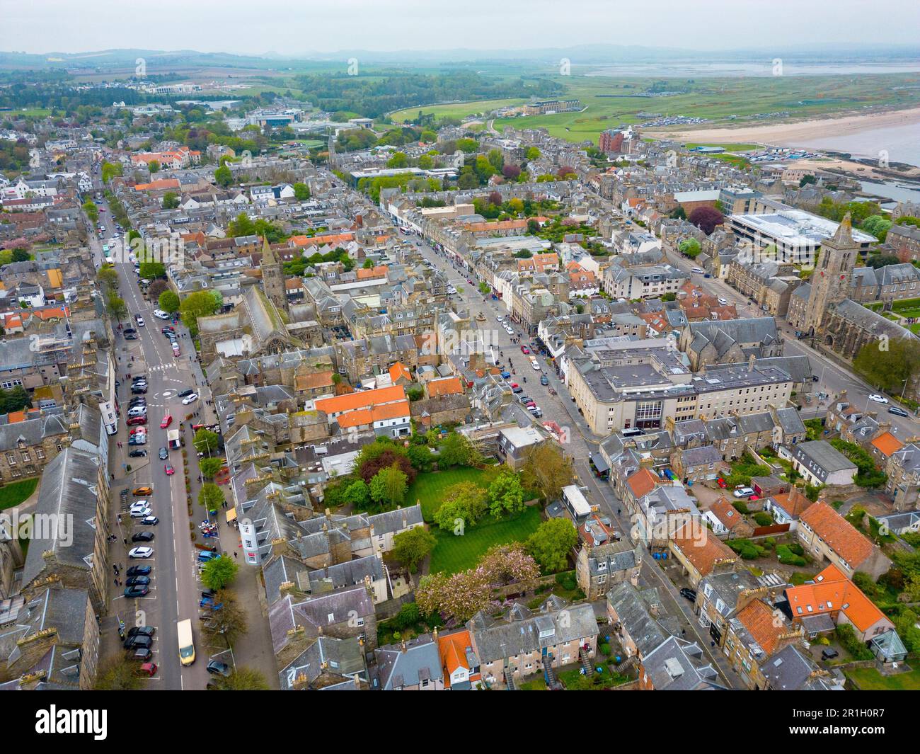 Veduta aerea della città di St Andrews a Fife, Scozia, Regno Unito Foto Stock