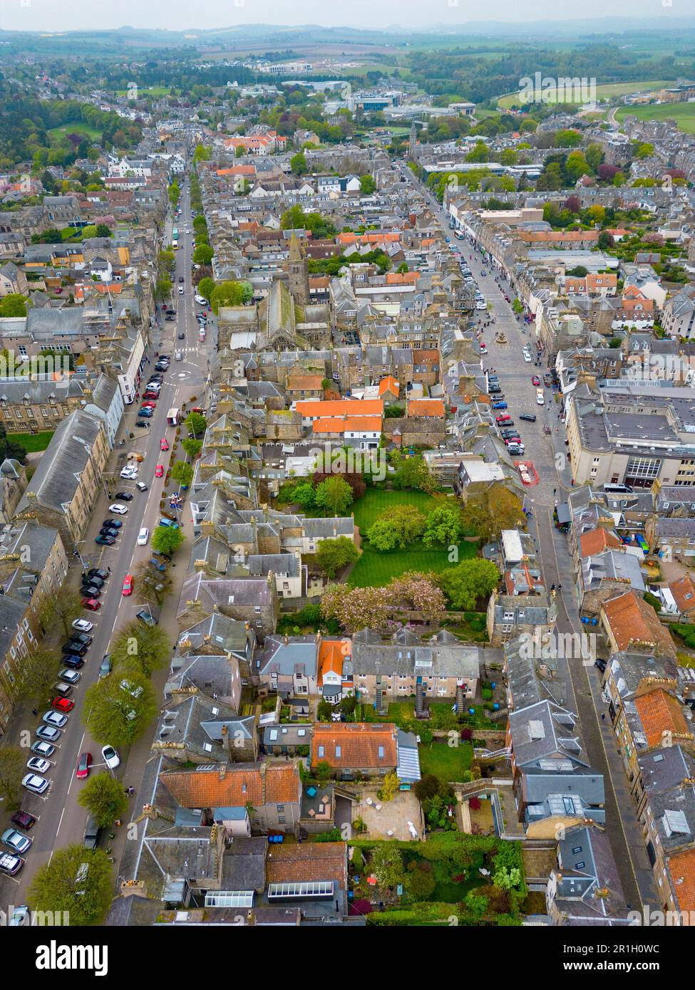 Veduta aerea della città di St Andrews a Fife, Scozia, Regno Unito Foto Stock