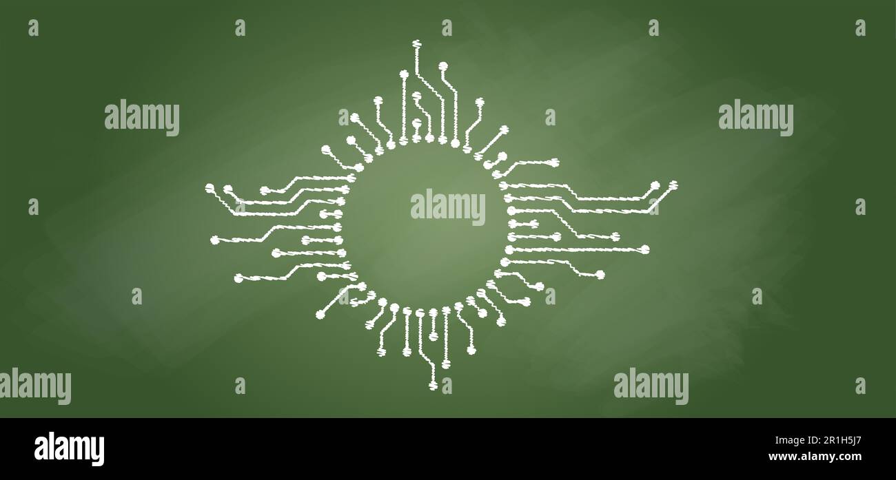 Scheda a circuito stampato o scheda madre elettronica. linee e punti si collegano. Dati vettoriali sulla tecnologia high-tech. Scheda elettrica. tecnologia digitale. cpu, circuito stampato PCB Foto Stock