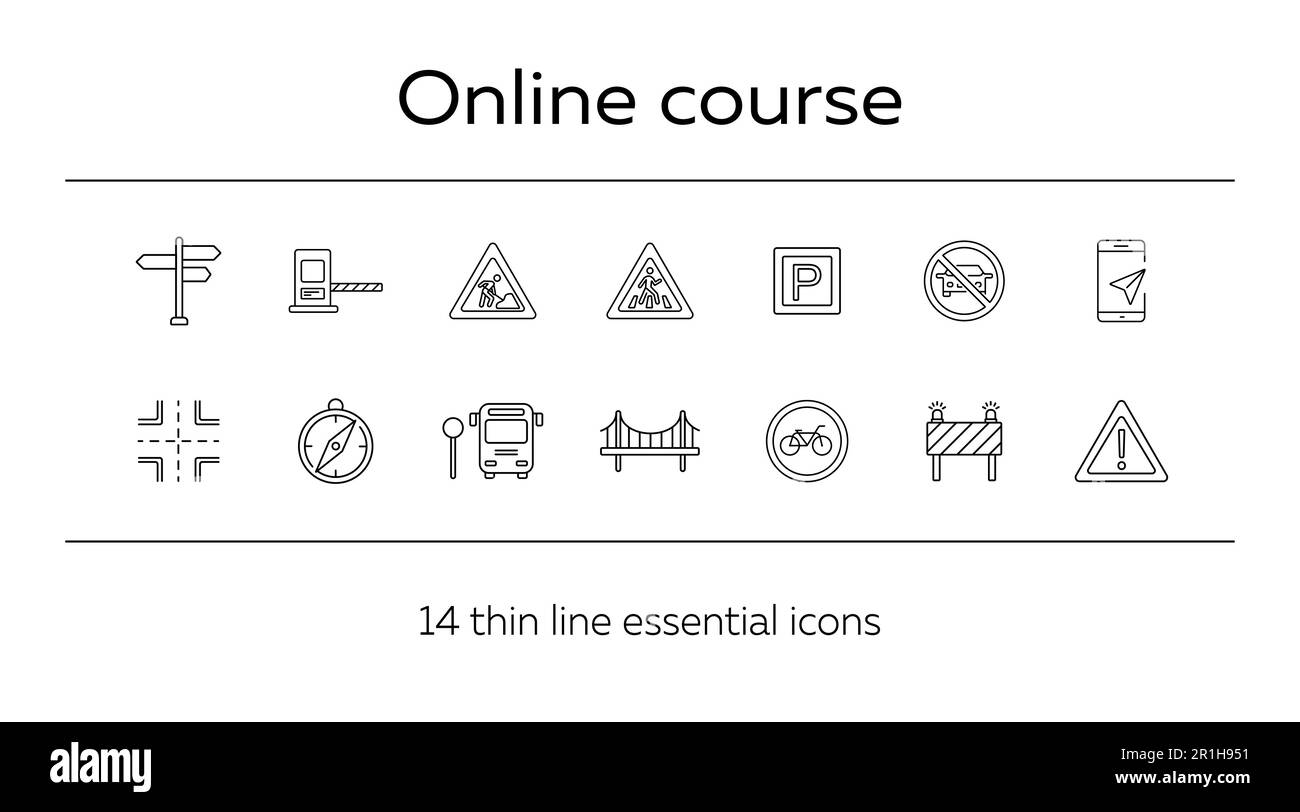 Icone della linea su strada Illustrazione Vettoriale