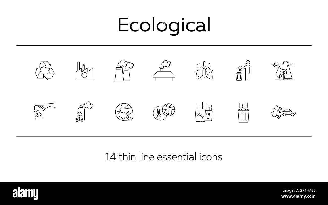 Icone ecologiche. Serie di icone di linea Illustrazione Vettoriale