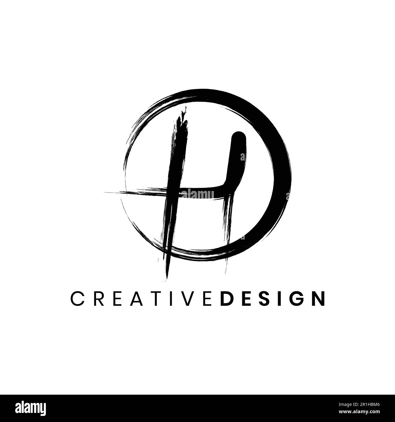 Creativo lusso astratto lettera H logo design vettore con pennello tratto texture Illustrazione Vettoriale