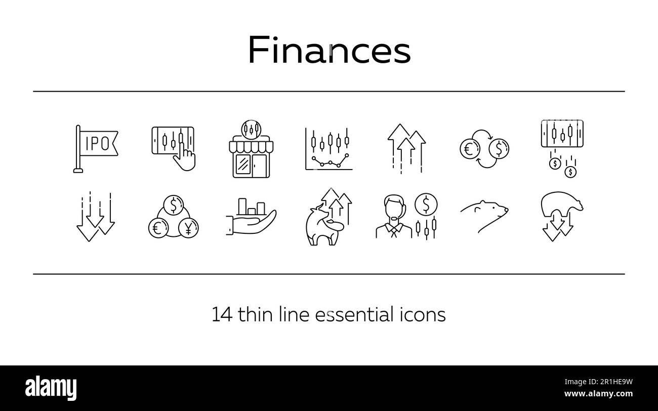 Set di icone della linea delle finanze Illustrazione Vettoriale