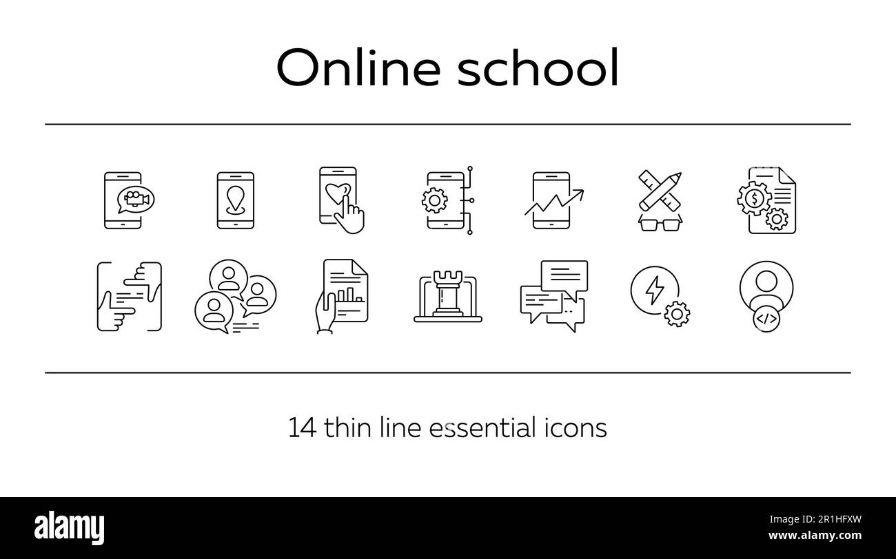 Icone di elaborazione in linea Illustrazione Vettoriale