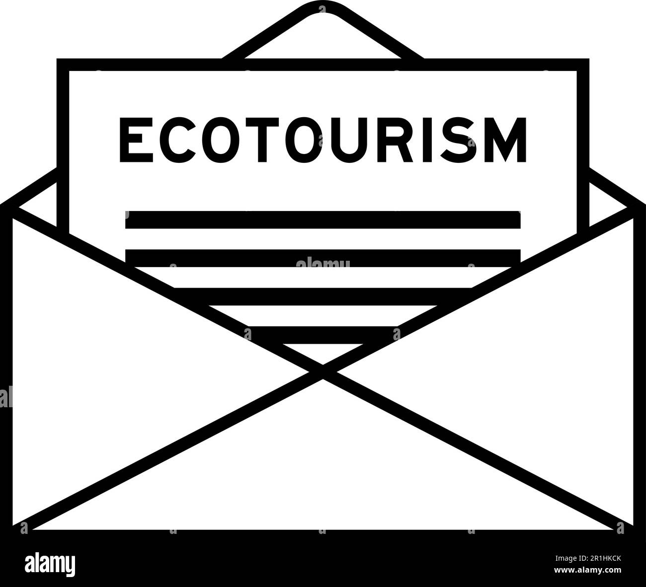 Busta e lettera con la parola ecoturismo come titolo Illustrazione Vettoriale