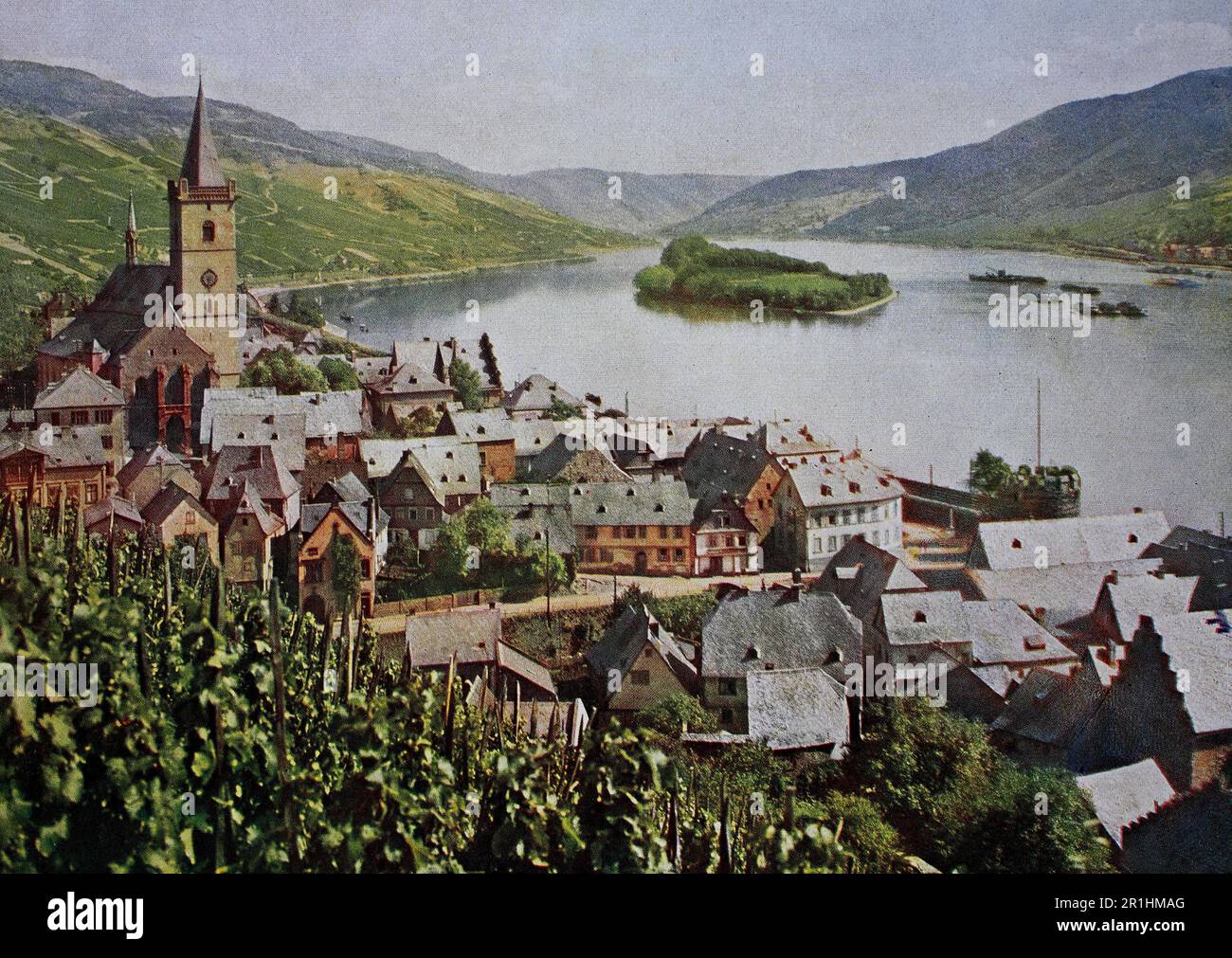 Lorch am Rhein im Jahre 1910, Hessen, Deutschland, Fotografie, ristorante digitale Reproduktion einer Originalvorlage aus dem frühen 20. Jahrhundert, genaues Originalatum nicht bekannt Foto Stock