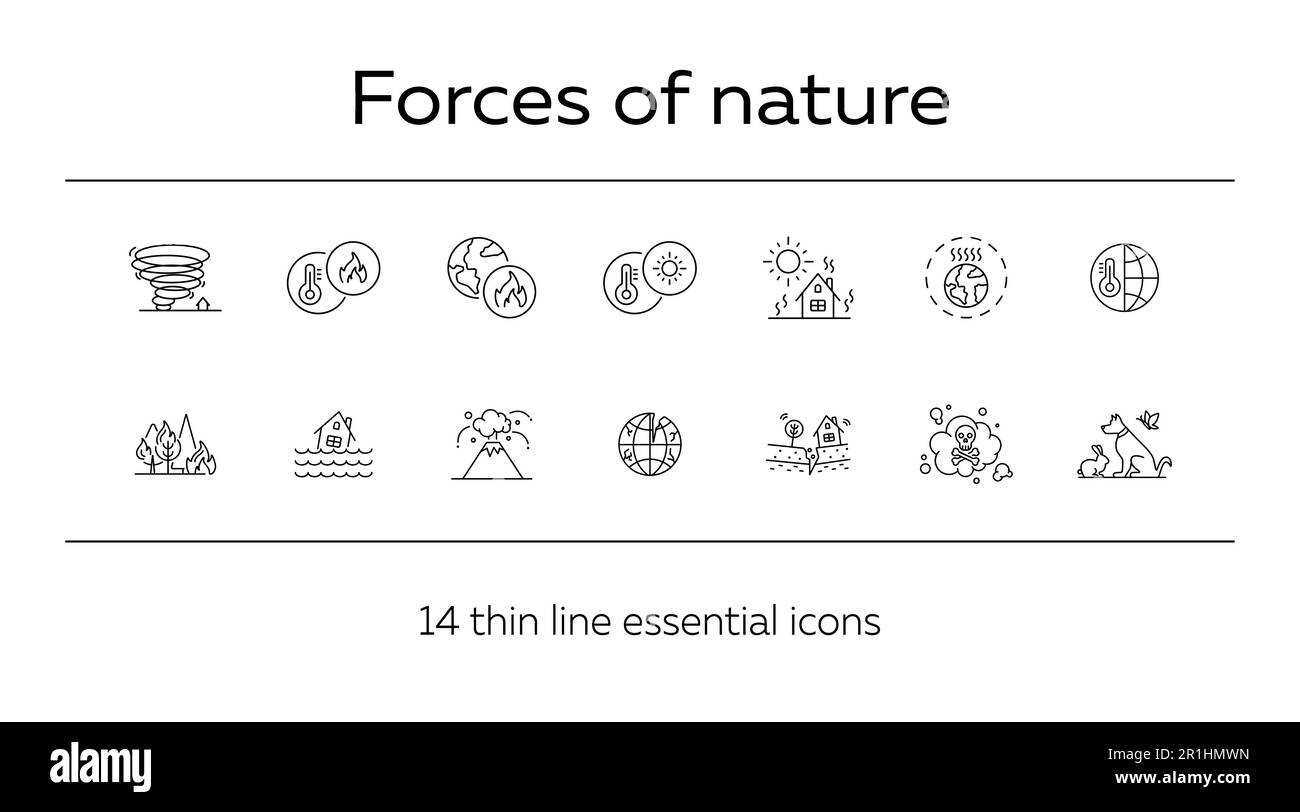 Forze delle icone della natura Illustrazione Vettoriale