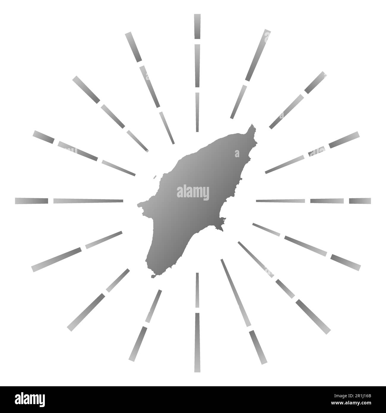 Rodi scoppia di sole. Mappa dell'isola con coloratissime razze. Rodi illustrazione in digitale, tecnologia, internet, stile di rete. Vettore ill Illustrazione Vettoriale