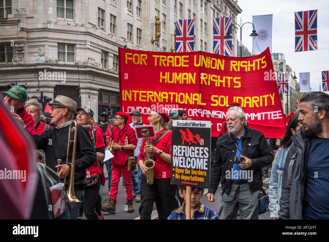 Maggio Giornata Internazionale dei lavoratori rally, Londra, Inghilterra, Regno Unito, 01/05/2023 Foto Stock