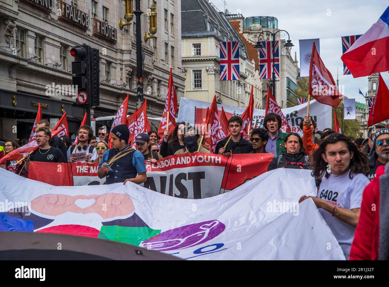 Giovani comunisti, Giornata Internazionale dei lavoratori del giorno di Maggio, Londra, Inghilterra, Regno Unito, 01/05/2023 Foto Stock