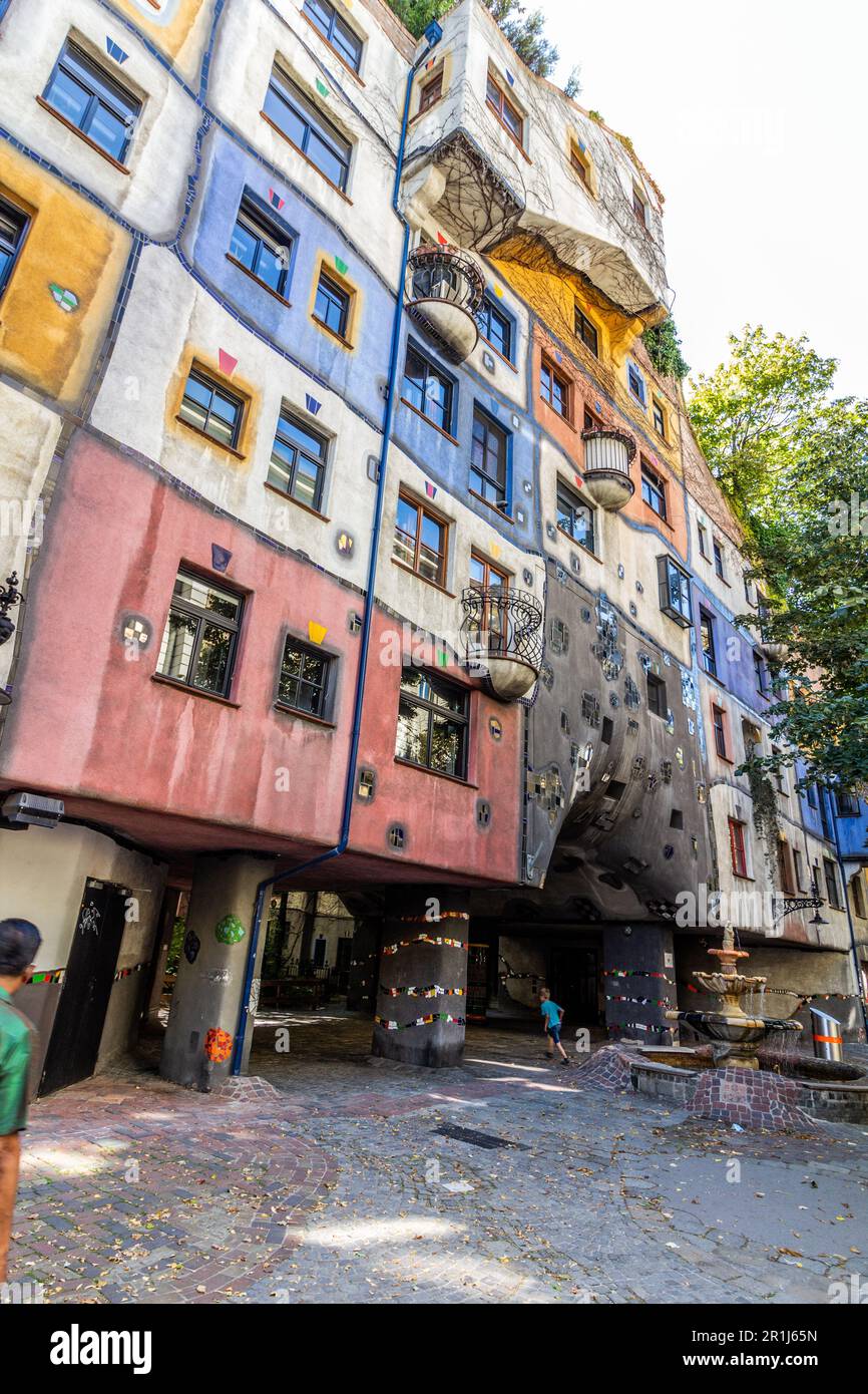 VIENNA, AUSTRIA - 9 SETTEMBRE 2021: Casa Hundertwasser a Vienna, Austria Foto Stock