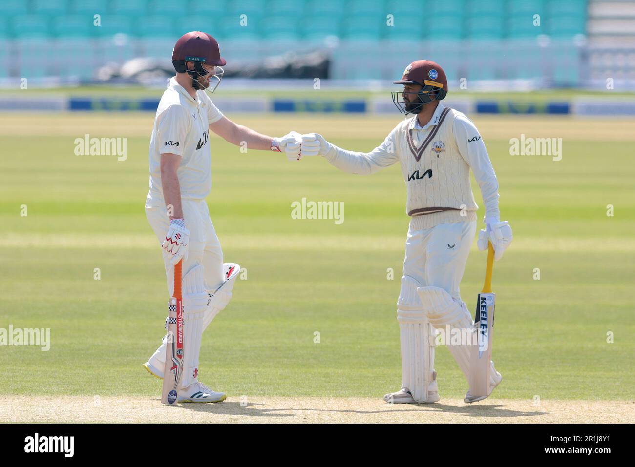 Londra, Regno Unito. 14th maggio, 2023. 14 maggio, 2023. Londra, Regno Unito. Dom Sibley e Ryan Patel di Surrey hanno visto Surrey vincere mentre hanno battuto Middlesex nel campionato della contea al Kia Oval, giorno quattro. David Rowe/Alamy Live News Credit: David Rowe/Alamy Live News Foto Stock