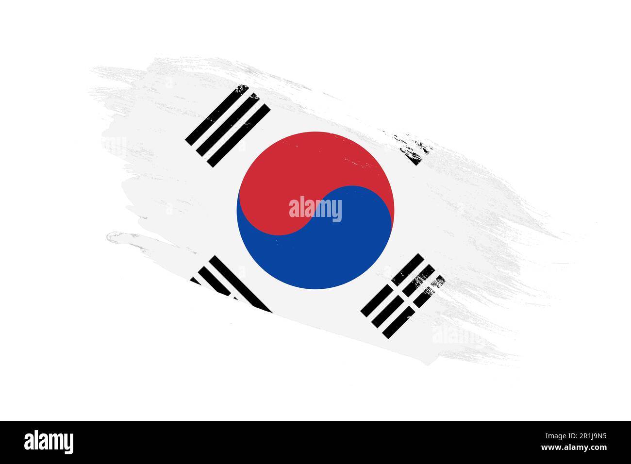Bandiera della Corea del Sud con pennellate effetto su sfondo bianco isolato Foto Stock