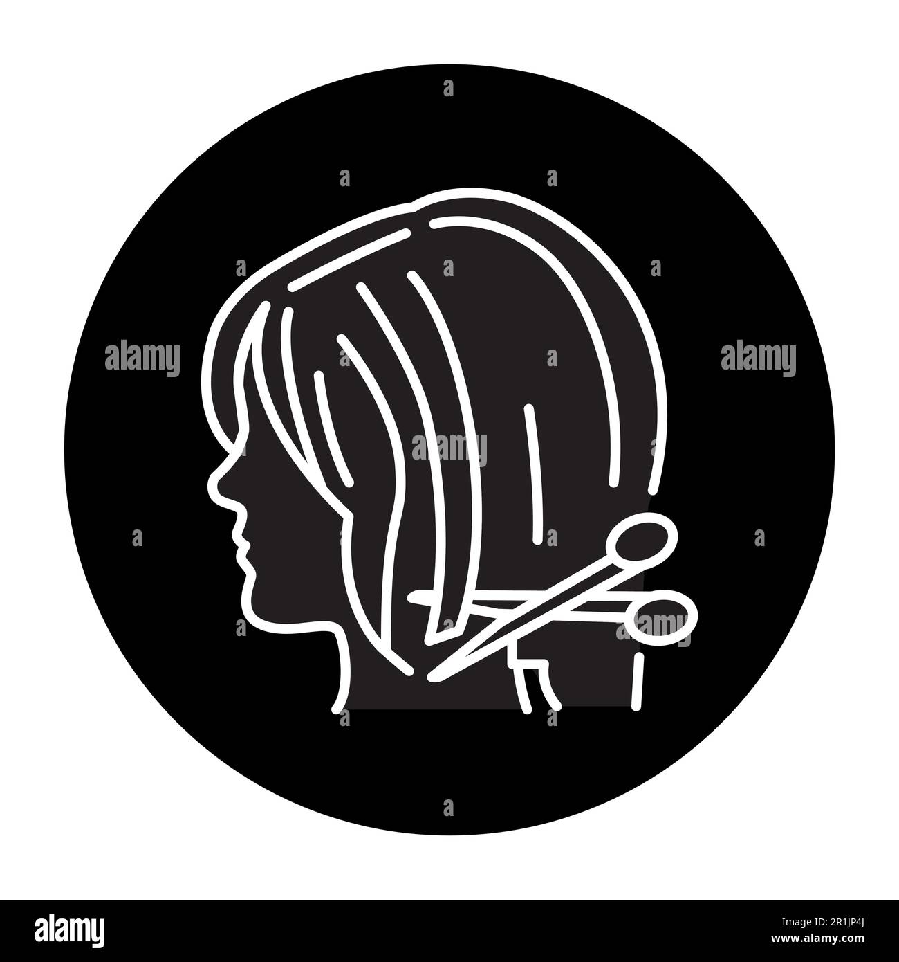 Donna bob haircut colore linea icona. Industria di bellezza. Servizio parrucchiere. Pittogramma per pagina web, app mobile, promo. Illustrazione Vettoriale